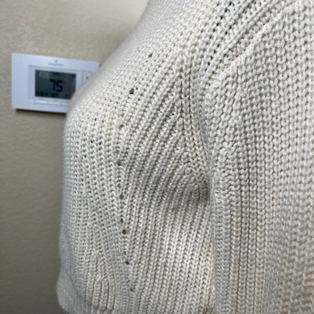 Kendall & Kylie cream sweater women crop knit long sleeve sweater size S - Picture 11 of 12